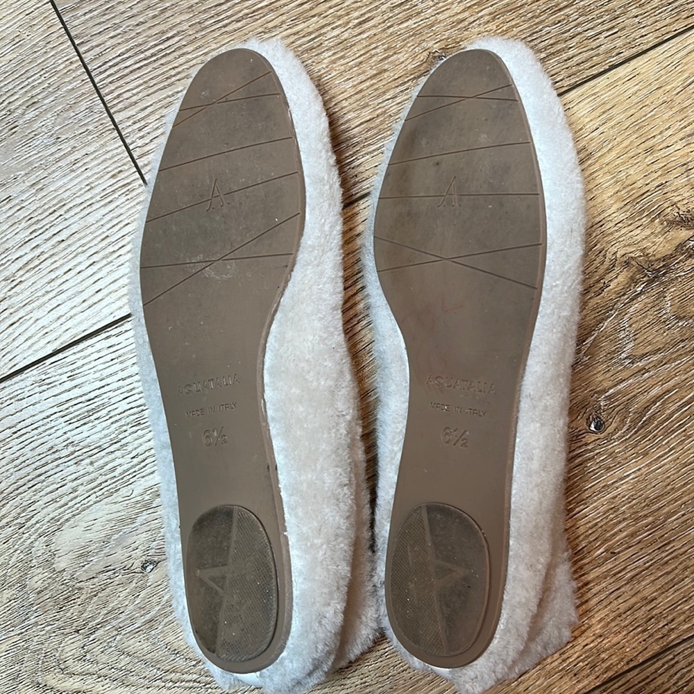 Aquatalia Brinkley Natural Fuzzy Flat Size 6 1/2 - Picture 6 of 7